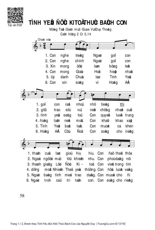 Sheet PDF of Tình Yêu đức Kitô Thúc Bách Con