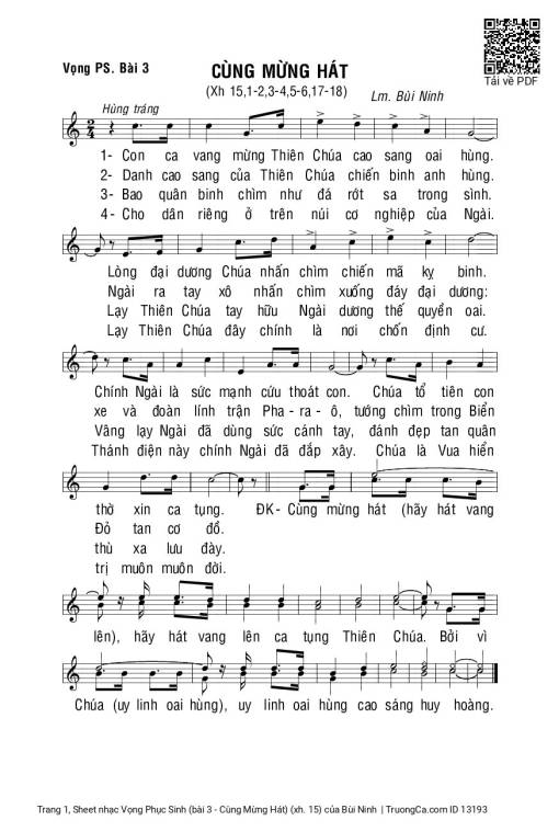 Sheet PDF of Vọng Phục Sinh (bài 3 - Cùng Mừng Hát) (xh. 15)