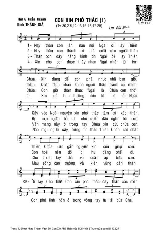 Sheet PDF of Thánh Vịnh 30, Con Xin Phó Thác