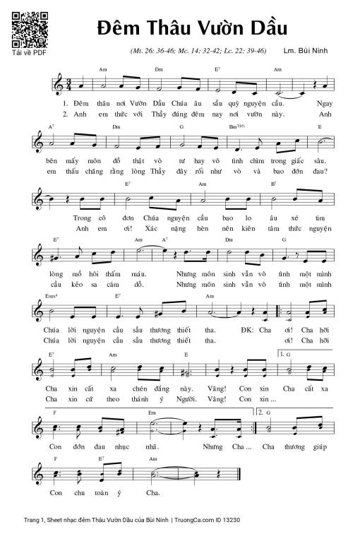 Sheet PDF of đêm Thâu Vườn Dầu