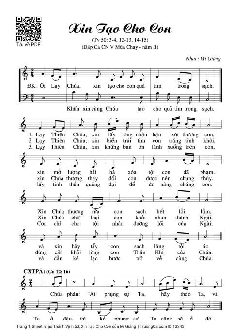 Thánh Vịnh 50, Xin Tạo Cho Con