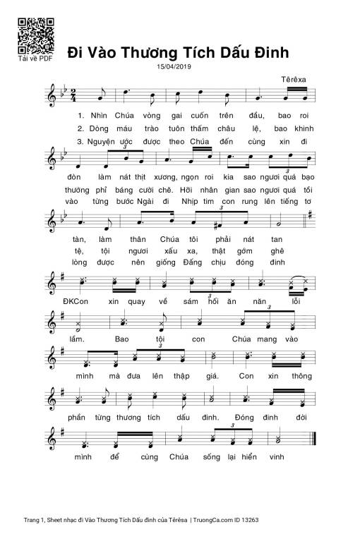 Sheet PDF of đi Vào Thương Tích Dấu đinh