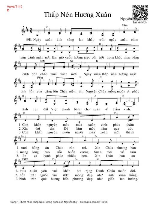Sheet PDF of Thắp Nén Hương Xuân