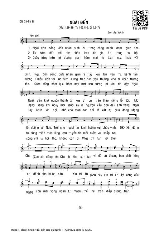 Sheet PDF of Ngài đến - Bùi Ninh