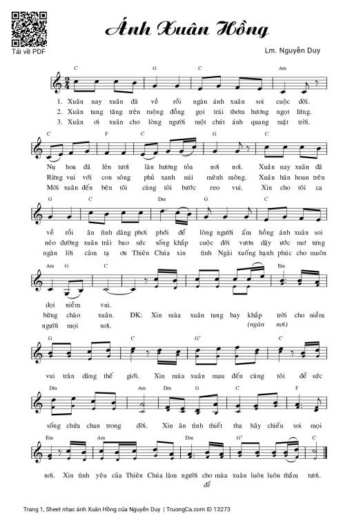 Sheet PDF of ánh Xuân Hồng