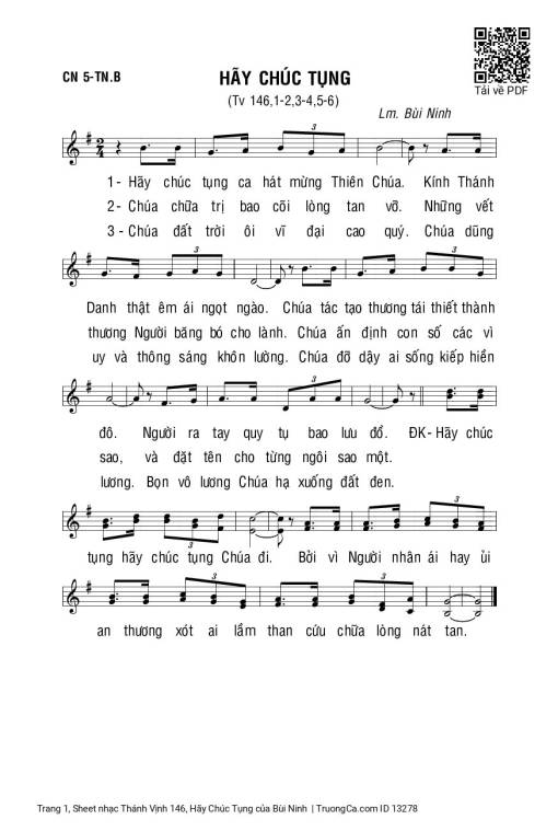 Sheet PDF of Thánh Vịnh 146, Hãy Chúc Tụng