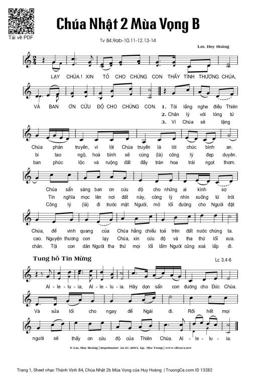 Thánh Vịnh 84, Chúa Nhật 2b Mùa Vọng