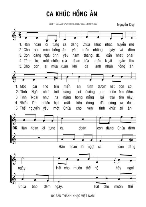 Ca Khúc Hồng ân 1
