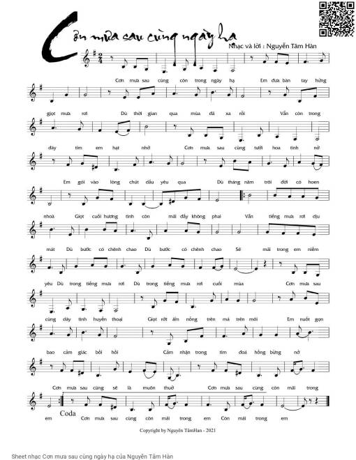 Sheet PDF of Cơn mưa sau cùng ngày hạ