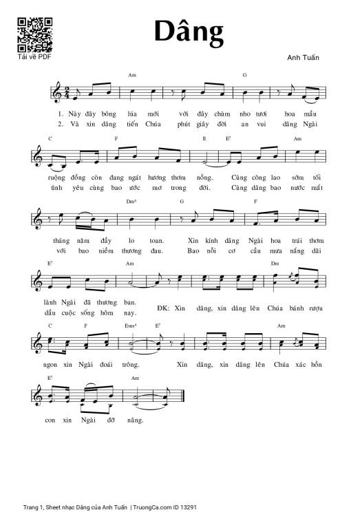 Sheet PDF of Dâng - Anh Tuấn