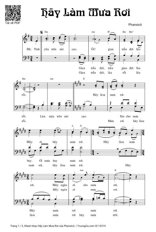 Sheet PDF of Hãy Làm Mưa Rơi