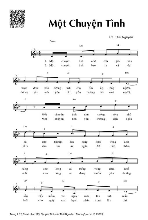 Sheet PDF of Một Chuyện Tình