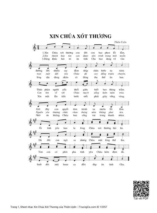 Sheet PDF of Xin Chúa Xót Thương