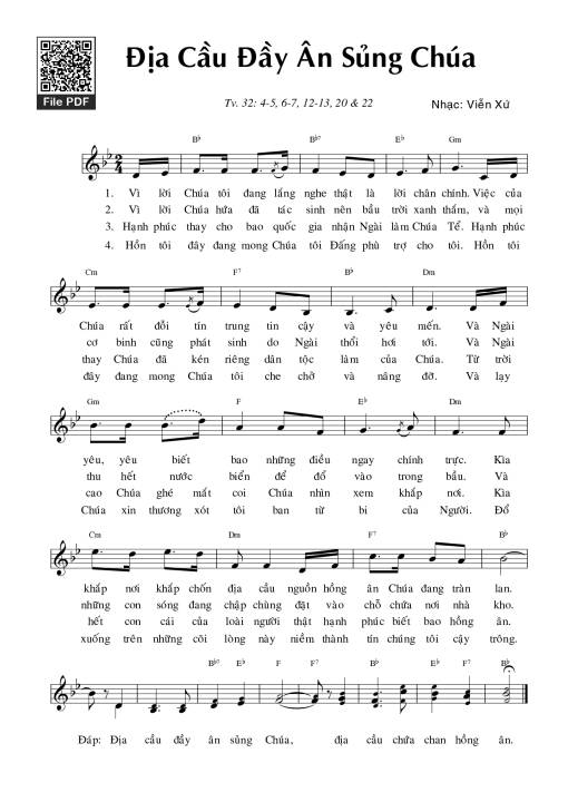 Sheet PDF of Thánh Vịnh 32, địa Cầu đầy ân Sủng Chúa