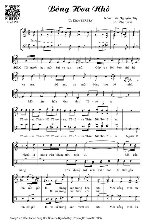 Sheet PDF of Bông Hoa Nhỏ