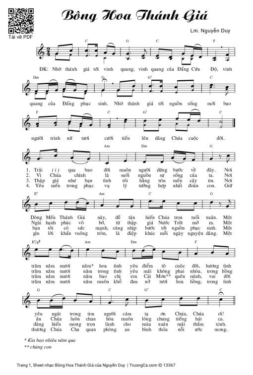 Sheet PDF of Bông Hoa Thánh Giá