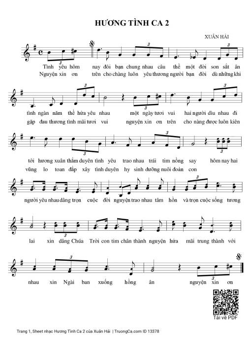Sheet PDF of Hương Tình Ca 2