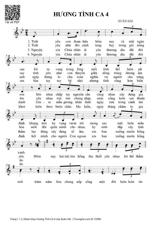 Sheet PDF of Hương Tình Ca 4