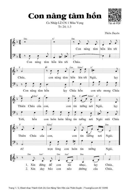 Sheet PDF of Thánh Vịnh 24, Con Nâng Tâm Hồn