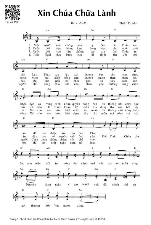 Sheet PDF of Xin Chúa Chữa Lành