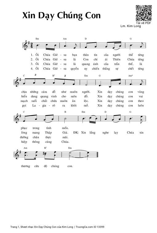 Sheet PDF of Xin Dạy Chúng Con