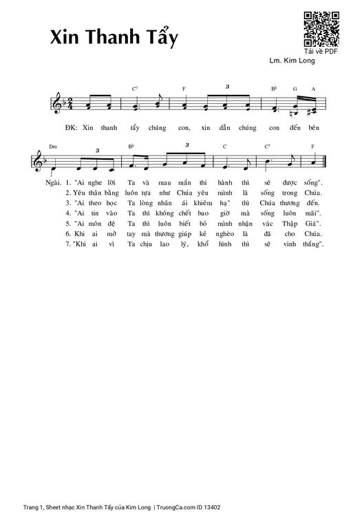 Sheet PDF of Xin Thanh Tẩy