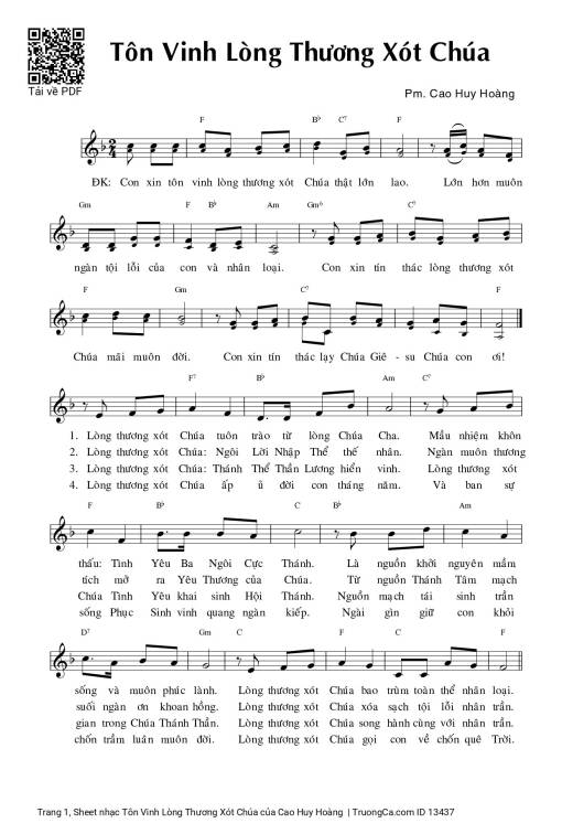 Sheet PDF of Tôn Vinh Lòng Thương Xót Chúa