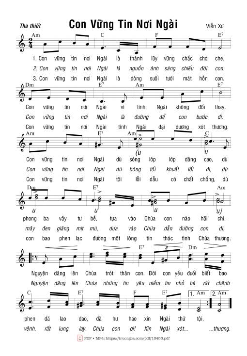Sheet PDF of Con Vững Tin Nơi Ngài