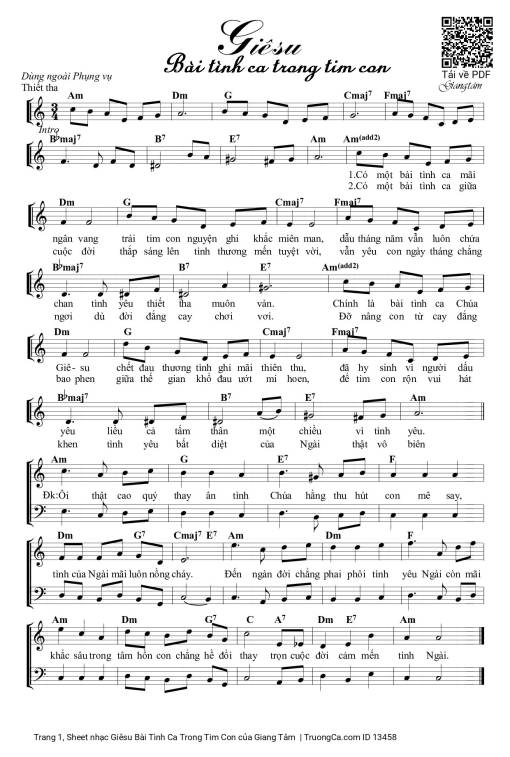 Sheet PDF of Giêsu Bài Tình Ca Trong Tim Con