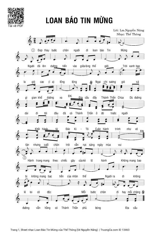 Sheet PDF of Loan Báo Tin Mừng
