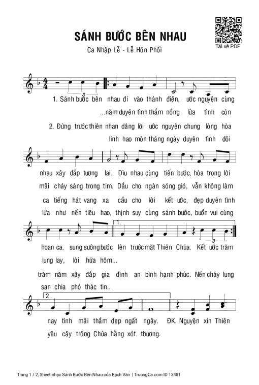 Sheet PDF of Sánh Bước Bên Nhau