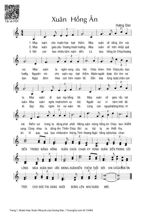 Sheet PDF of Xuân Hồng ân
