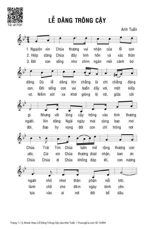 Sheet PDF of Lễ Dâng Trông Cậy