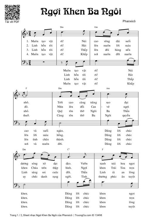 Sheet PDF of Ngợi Khen Ba Ngôi