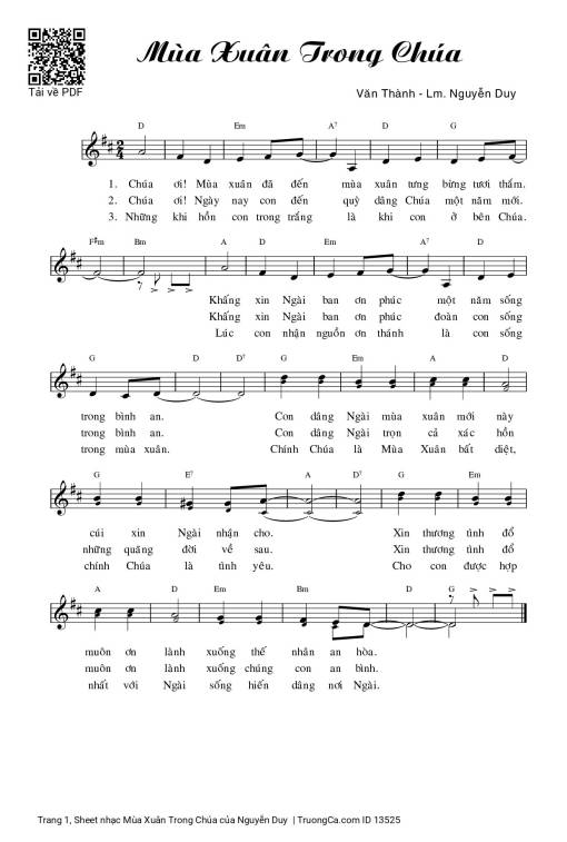 Sheet PDF of Mùa Xuân Trong Chúa