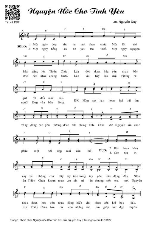 Sheet PDF of Nguyện ước Cho Tình Yêu