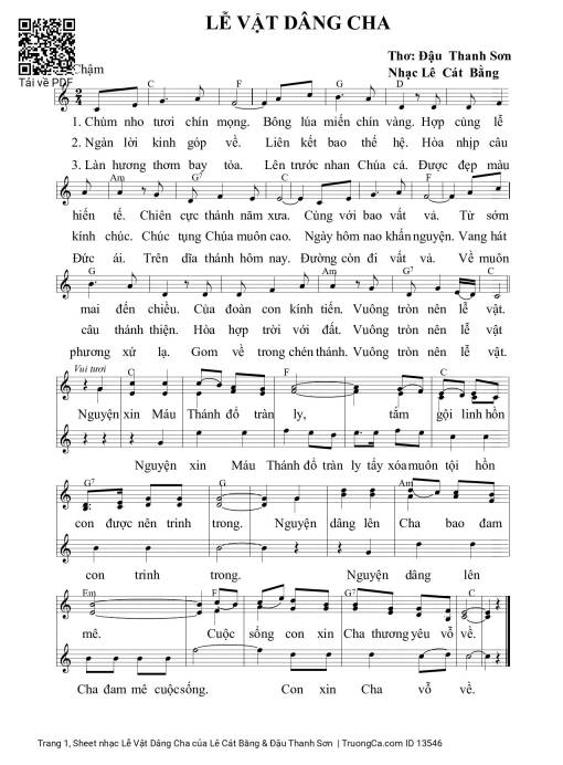 Sheet PDF of Lễ Vật Dâng Cha