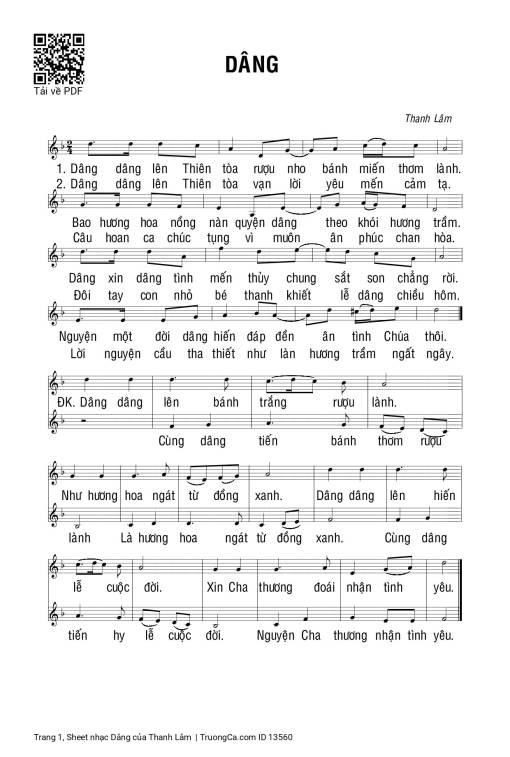 Sheet PDF of Dâng - Thanh Lâm