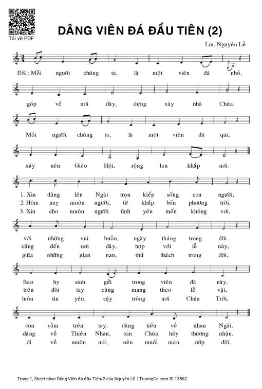 Sheet PDF of Dâng Viên đá đầu Tiên/2