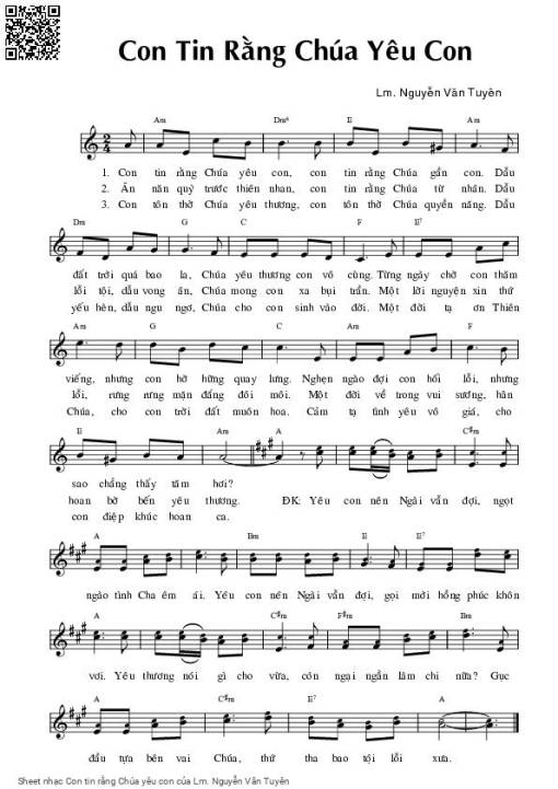 Sheet PDF of Con tin rằng Chúa yêu con