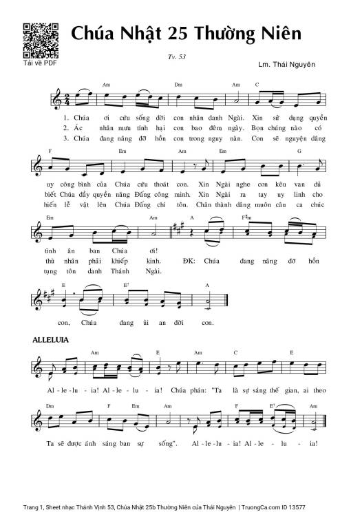 Sheet PDF of Thánh Vịnh 53, Chúa Nhật 25b Thường Niên