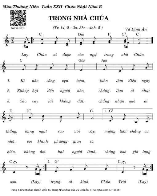 Sheet PDF of Thánh Vịnh 14, Trong Nhà Chúa