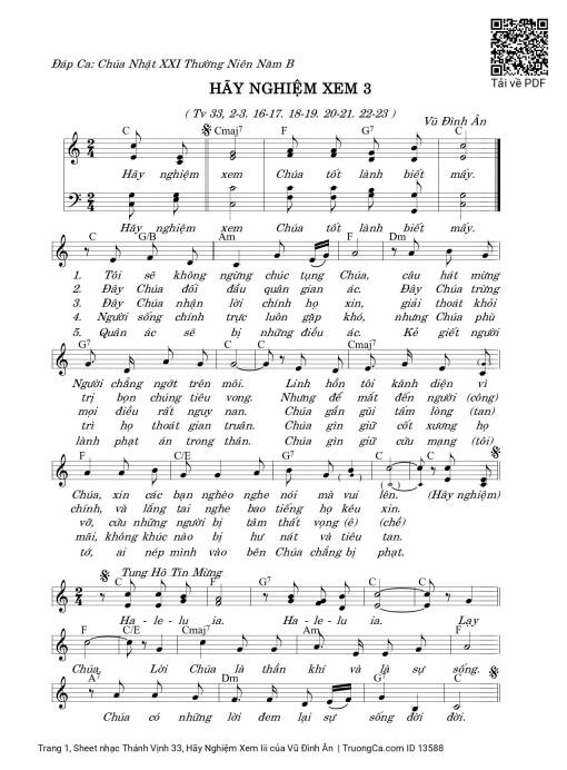 Sheet PDF of Thánh Vịnh 33, Hãy Nghiệm Xem Iii