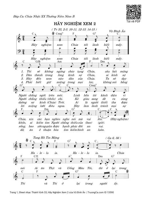Sheet PDF of Thánh Vịnh 33, Hãy Nghiệm Xem 2