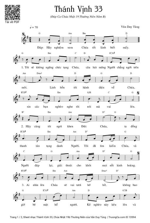 Thánh Vịnh 33, Chúa Nhật 19b Thường Niên