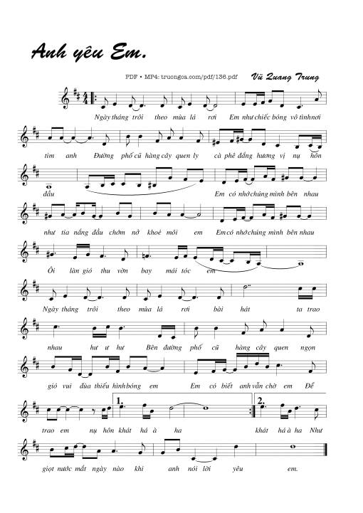 Sheet PDF of Anh yêu em - Vũ Quang Trung