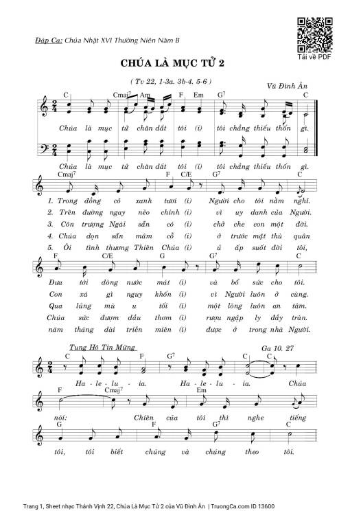 Sheet PDF of Thánh Vịnh 22, Chúa Là Mục Tử 2