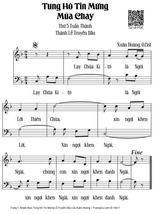 Tung Hô Tin Mừng Lễ Truyền Dầu