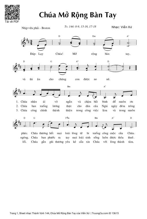 Sheet PDF of Thánh Vịnh 144, Chúa Mở Rộng Bàn Tay