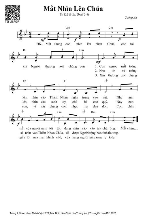 Thánh Vịnh 122, Mắt Nhìn Lên Chúa